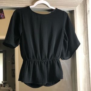 Black v-neck blouse